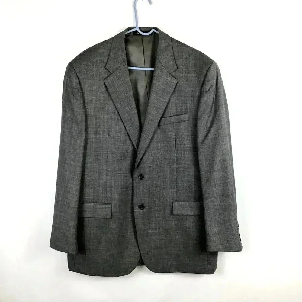 Men's Chaps Sport Coat Jacket Blazer 44L Long 100% Wool Heathered Gray Vented